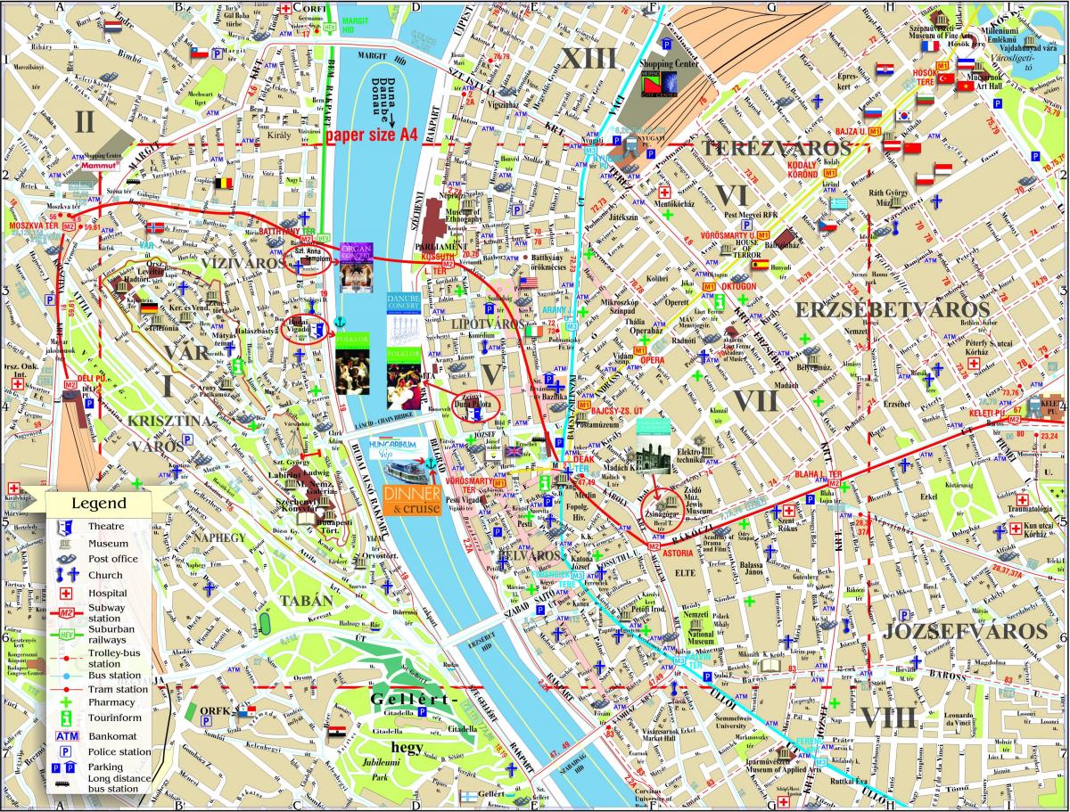 budapest mapa da cidade con atraccións