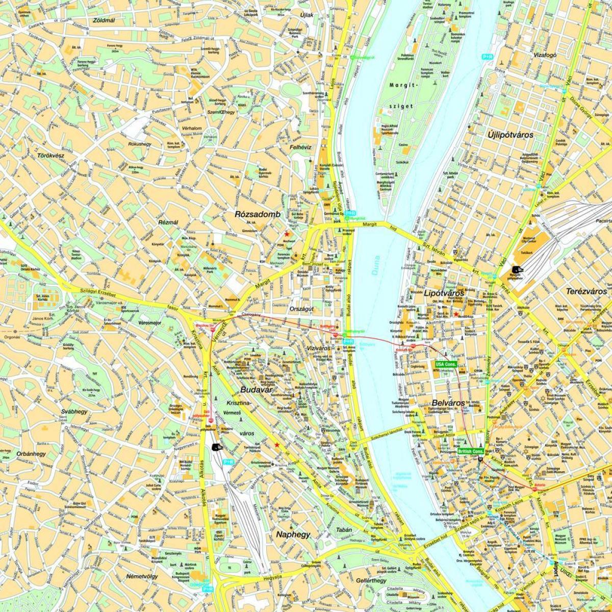 mapa de budapest e área circundante
