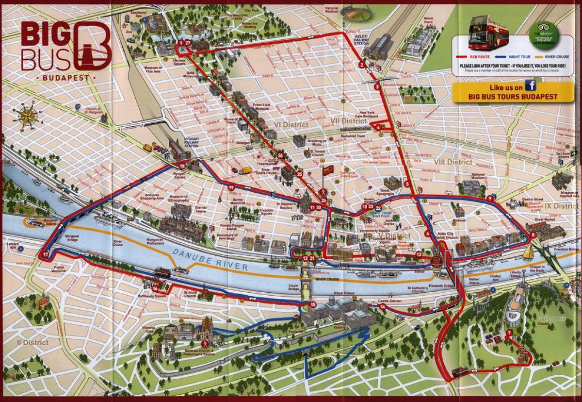 grandes paseos de autobús budapest mapa