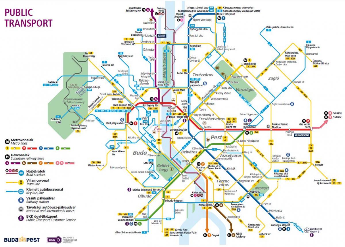 budapest liñas de autobuses mapa