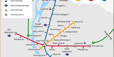 Mapa Metro de budapest, hungría