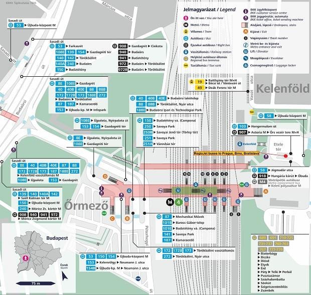 mapa de budapest kelenfoe estación