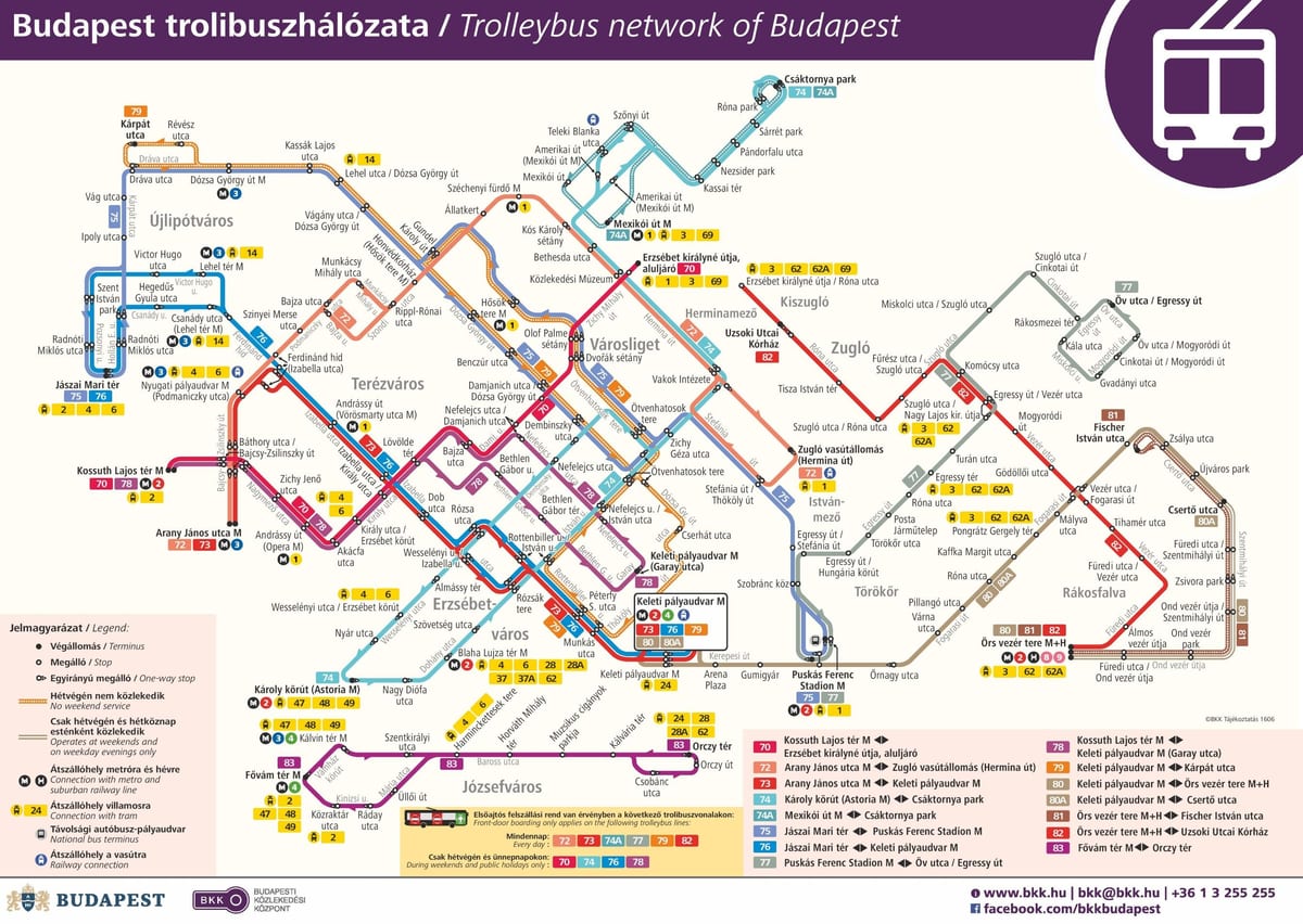 mapa de budapest de trólebus