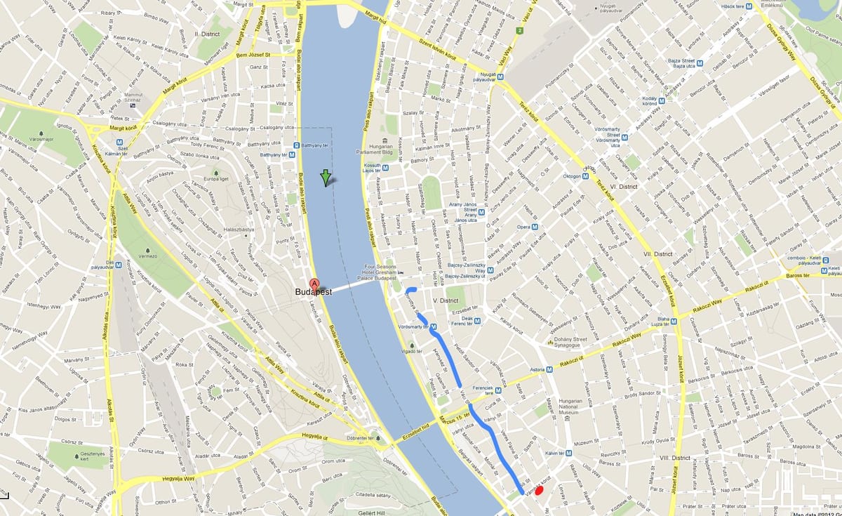 mapa de vaci rúa budapest