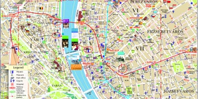 Budapest mapa da cidade con atraccións