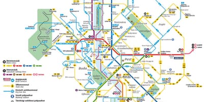 Budapest liñas de autobuses mapa